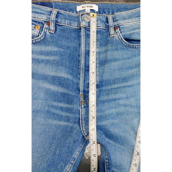 ReDone 90's High Rise Ankle Crop in Worn Brook Blue Light wash - Picture 7 of 10